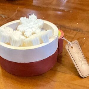 100% Soy 3 Wick Candle in Concrete Resin Bowl with Match Holder & Wax Snowflakes